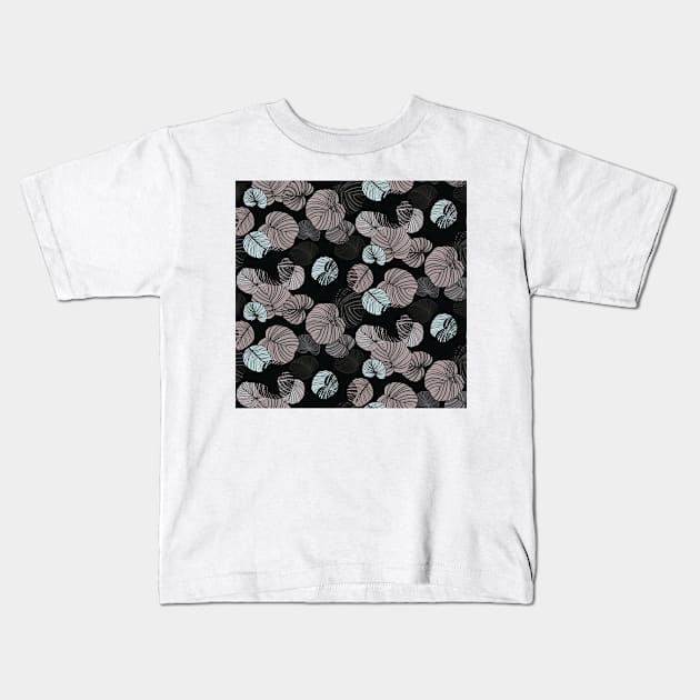 Magnificent Dark Leaves Pattern Kids T-Shirt by Patternos